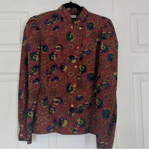Vintage Puff Sleeve Moody Floral Blouse
